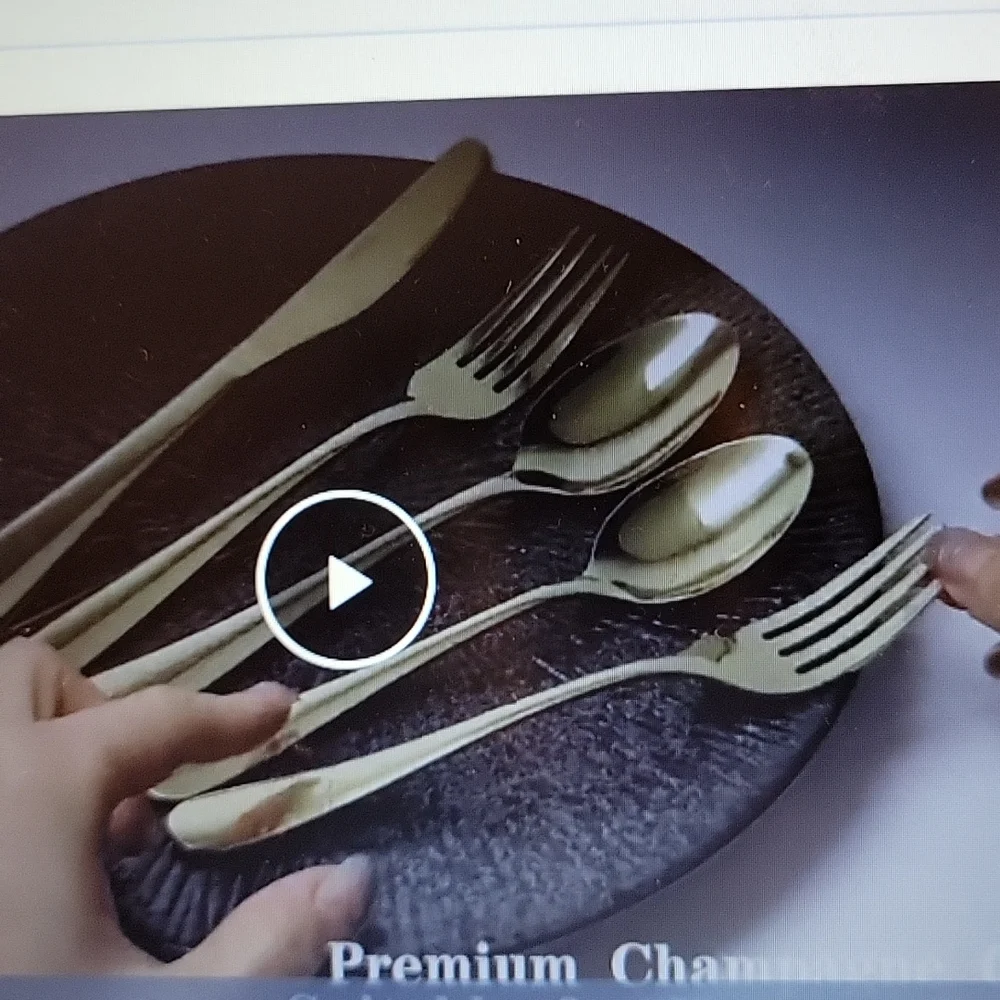 Vivani Champagne Gold 20 pc silverware set for 4 stainless steel flatware New…